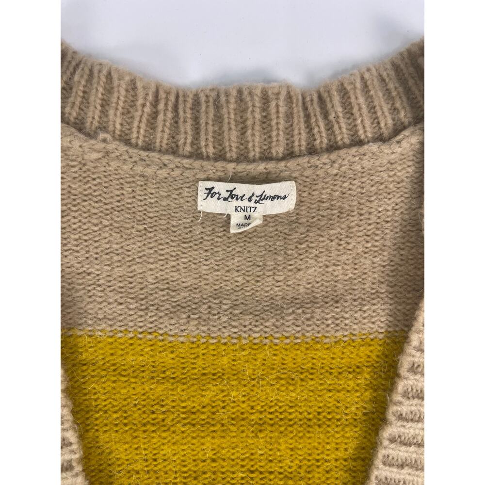 For Love & Lemons Color Block Deep V Knit Sweater Size M - Picture 6 of 9